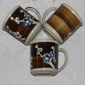 Speckled Otagiri Style Stoneware Mugs | Vintage Hand Painted Retro Mugs